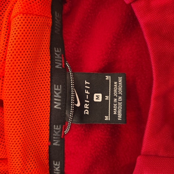 Nike Dri Fit Womens Running Workout Red Hoodie with Orange Swoosh Size Medium - Picture 8 of 10